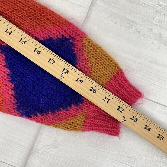 Vintage Rolled Neck Sweater Women M Mohair Blend Whimsical Diamond Oversized Y2K - Picture 10 of 12